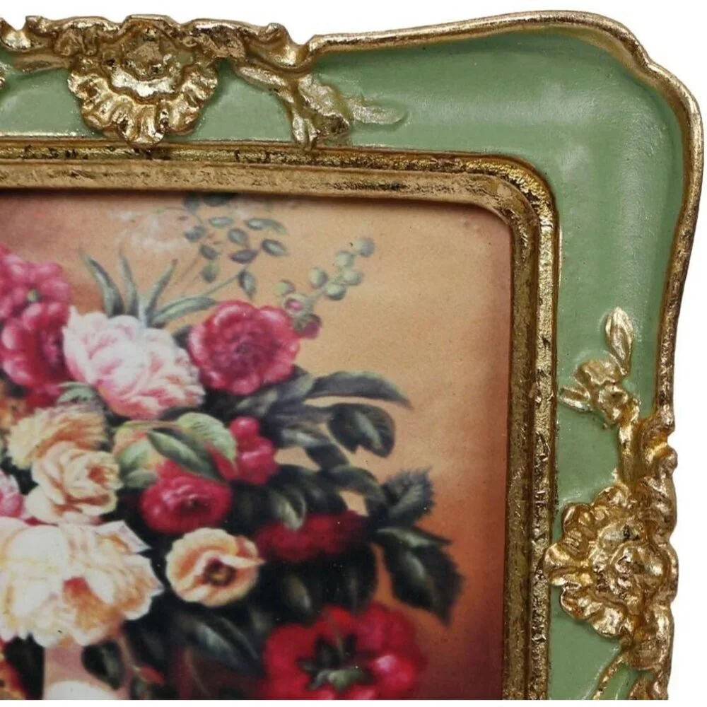 Vintage Picture 3x3 Luxury Antique Photo Frames With Golden Embossed Flower